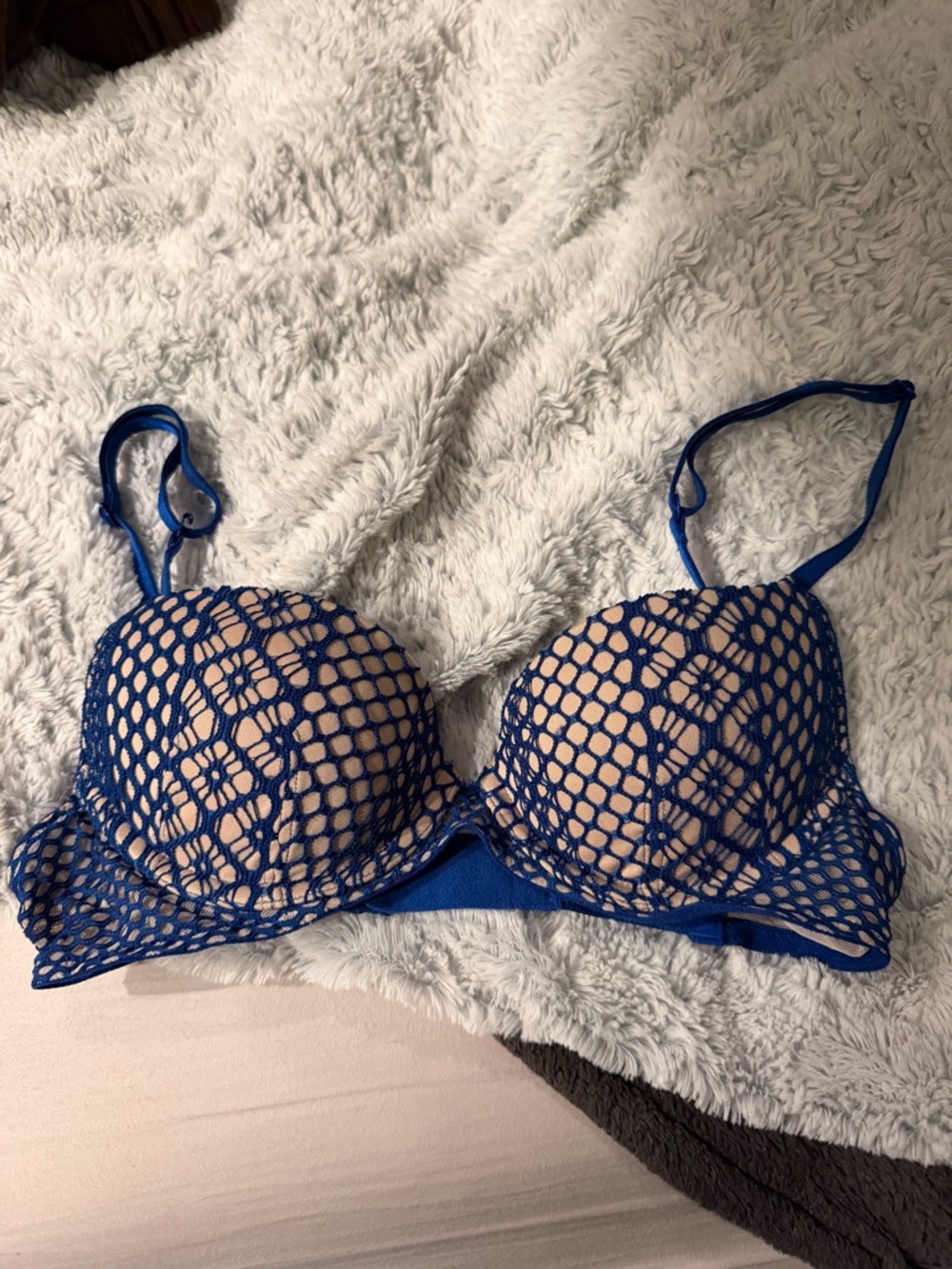 Victoria’s Secret Blue Lace Overlay Push-Up Bra